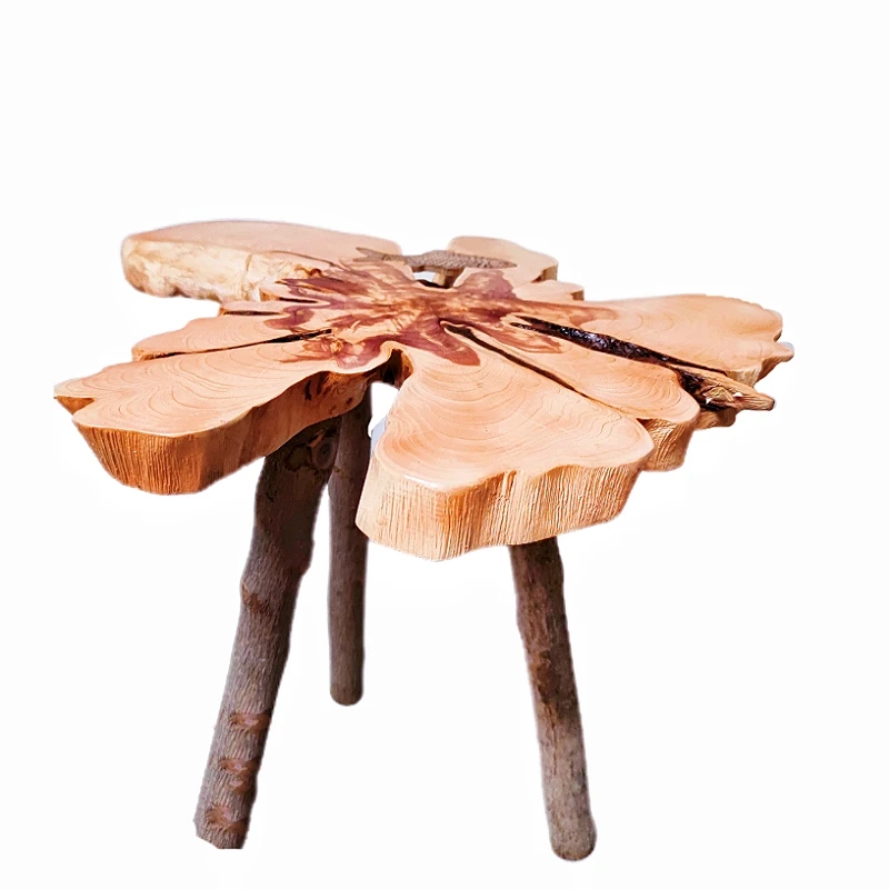 

Solid Wood Tea Table Natural Cypress Wood Creative Small Tea Table Shaped Sofa Side Table Small Tea Table Balcony Simple Table