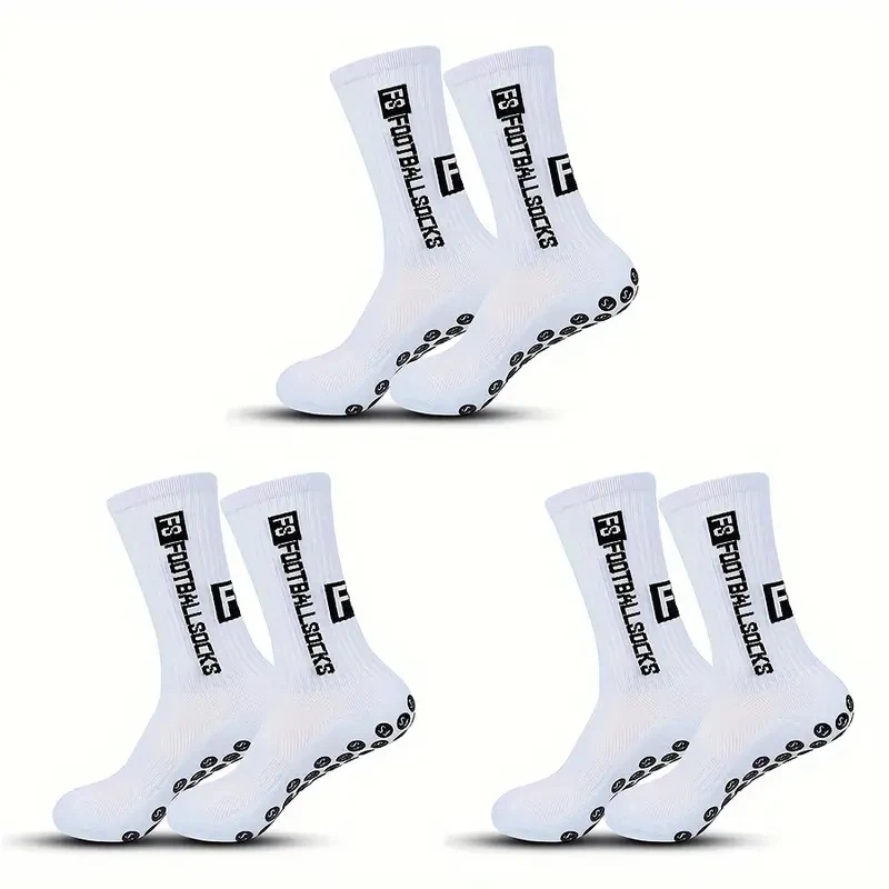 3 Pairs Non-slip Football Socks With Grip Pads Breathable Outdoor Sports Socks For Soccer, Rugby, Basketball, Running