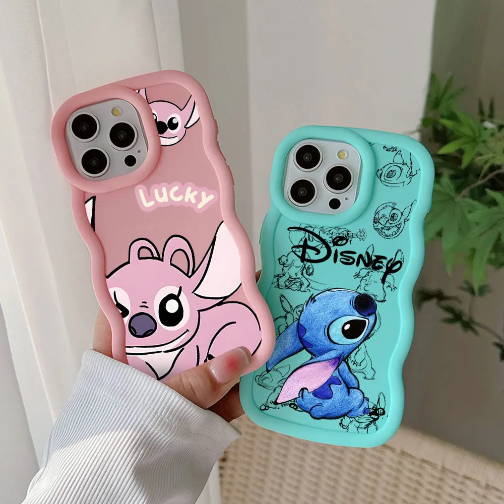 Cartoon Disney Cute Stitch Love Phone Case For OPPO Reno 2 4 5 6 7 7Z 8 8T 10 11 Z Pro 4G 5G Candy Color Soft TPU Back Cover