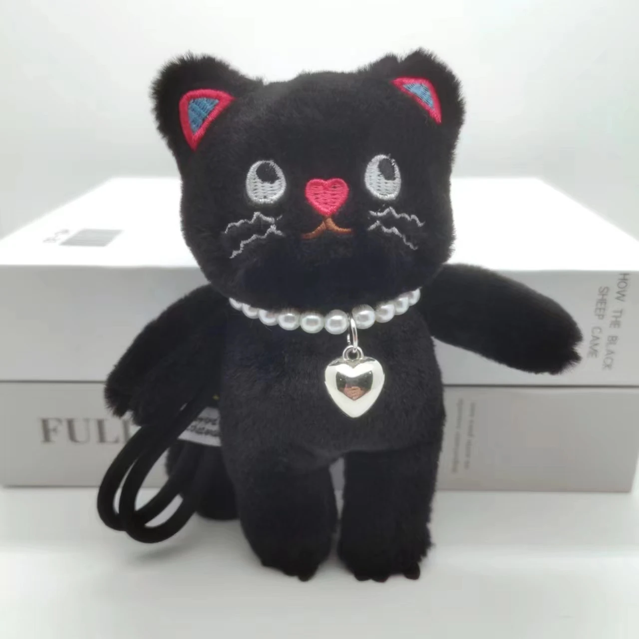 15cm Pink Cat Plush Toy Keychain Cute Backpack Pendant Soft Animals Keyring Car Key Buckle Accessories Girl women Bag Hanging