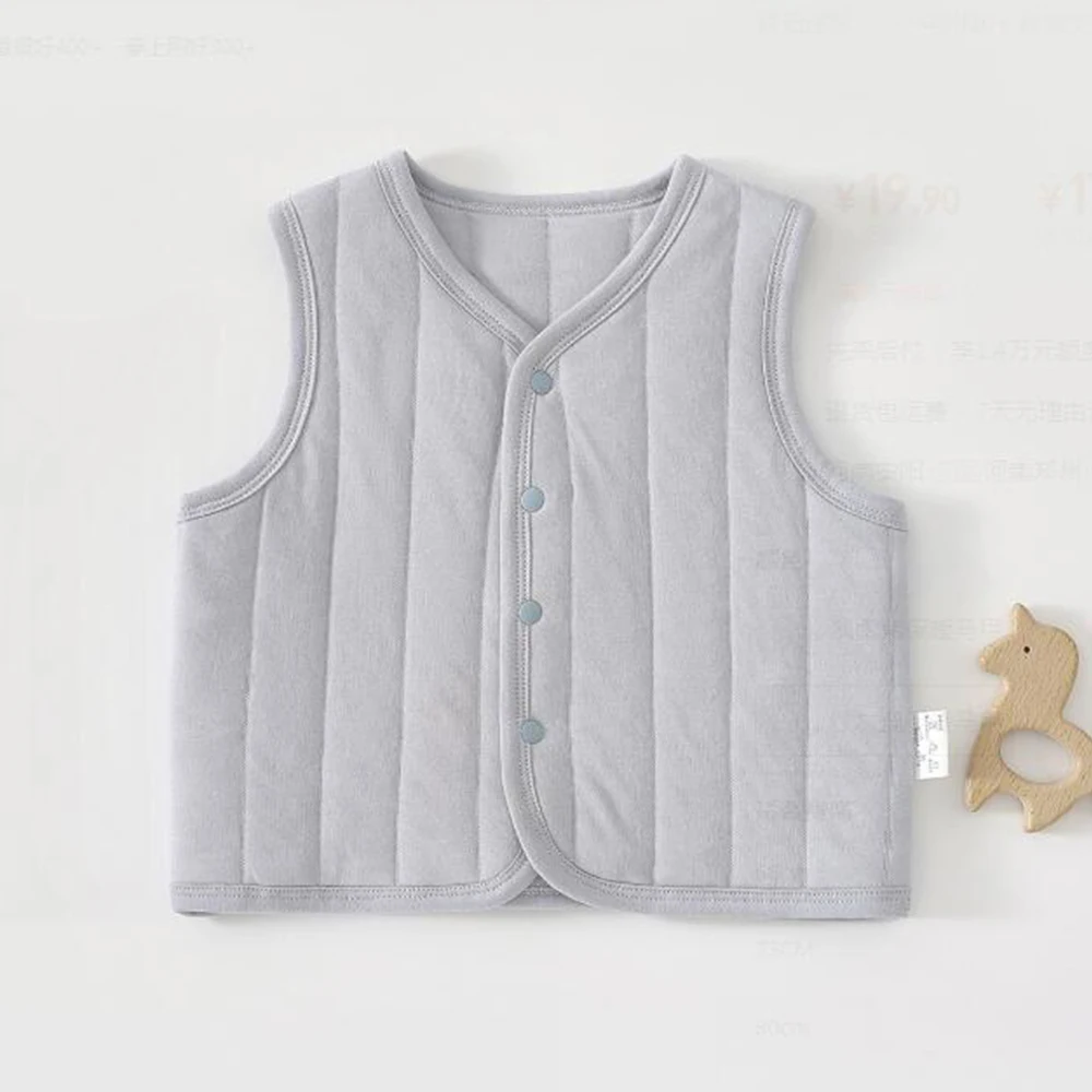 Baby Boy Vest Quilted Warm Autumn Winter Infant Clothing Solid Color Baby Girl Outerwear Waistcoat Unisex Baby Tops