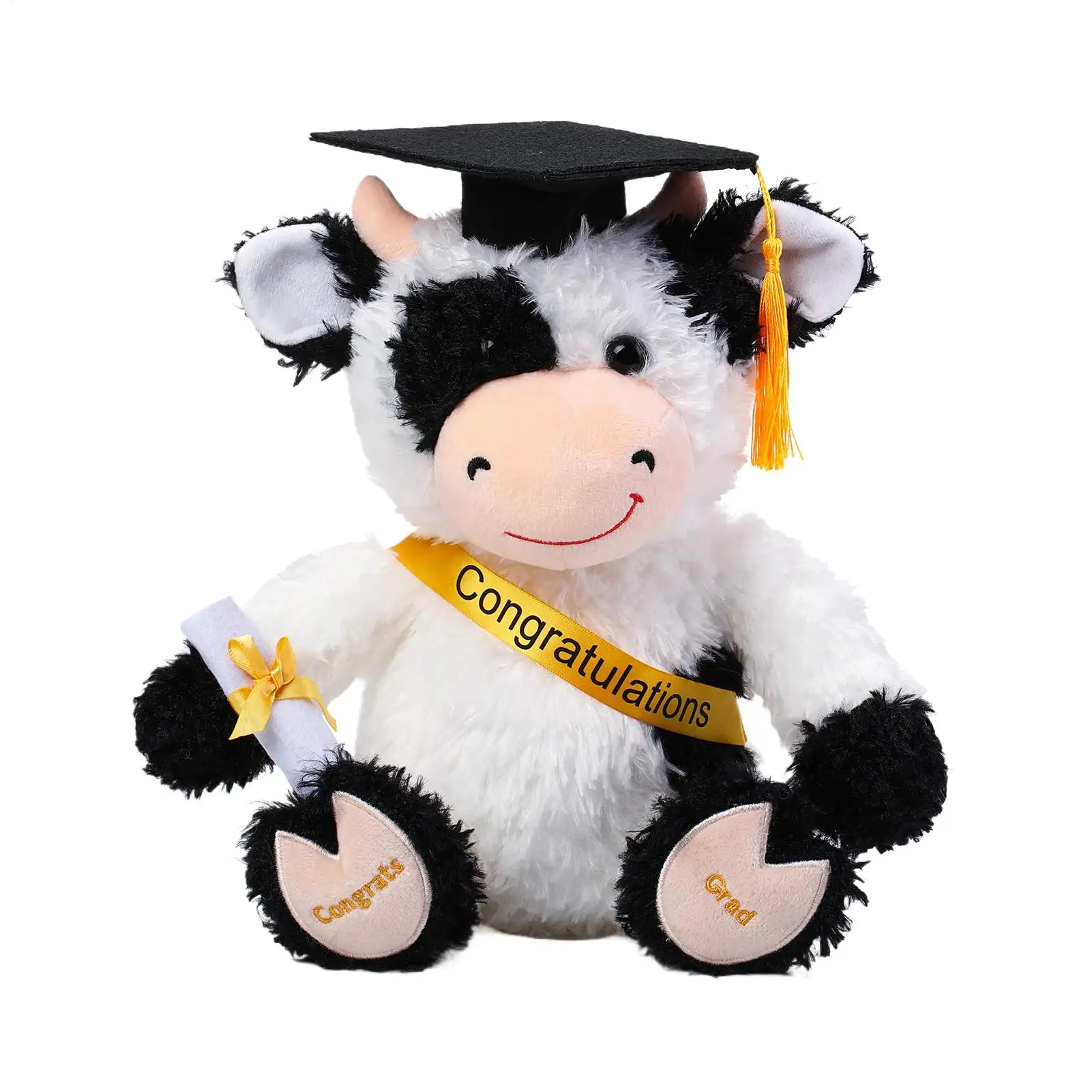 

Plush Cow 9 Inch Cute Soft Collectible Decor With Hat Graduation Plush For School Preschool Grade College High School