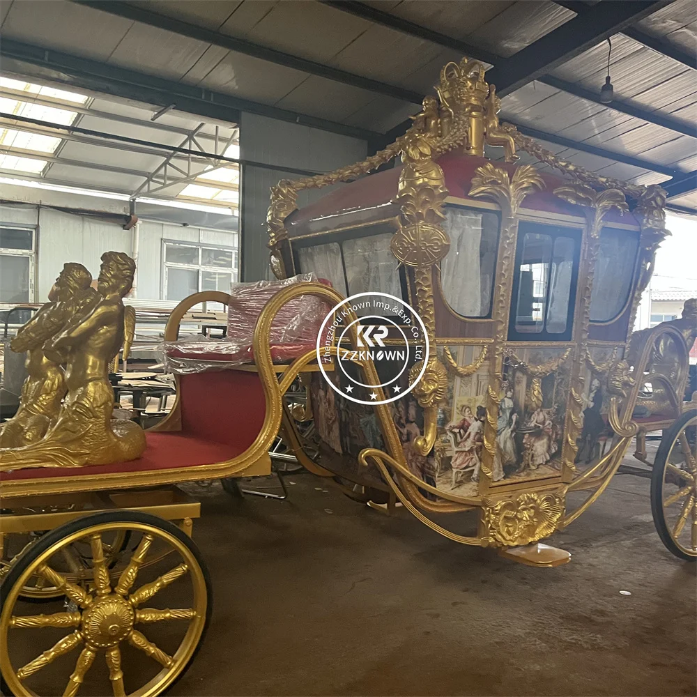 

Electric Marathon Horse Wagon Wedding Vintage Carriage Golden Royal Carriage Electric Princess Horse Carriage