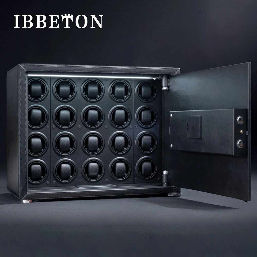 Luxury Automatic Watch Winder with Fingerprint Safe Box 20 Slot Quiet Motor Watch Storage Display Case for Mechanical Watches