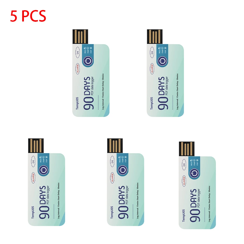 5pcs/lot TempU05 Temperature Data Logger 10000 Points USB Report 60 90 Days Disposable Recorder Temp Analyzer for Cold Chain