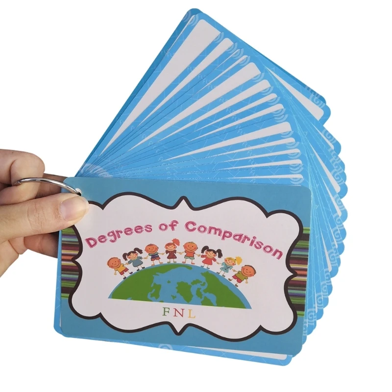 Degrees of Comparison Flash Cards for Children, Illustrated English Grammar Learning Cards, Double Sided Set for Preschool Study