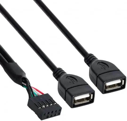 10 Pin / 9pin Motherboard Female Header to Dual USB 2.0 FemalePanel Mount DATA Cable with Screw Panel Holes 30CM 50CM