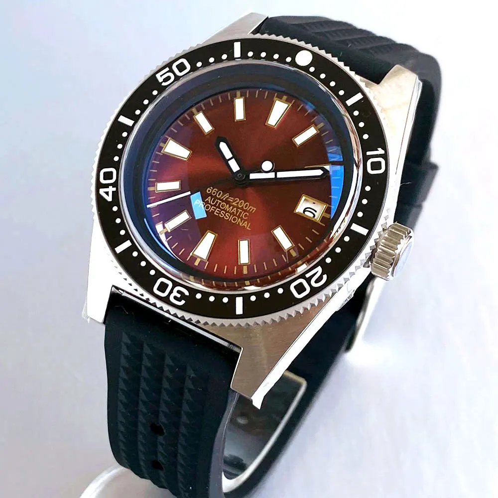 カスタマイズされたタンドリオ 41 ミリメートルワインレッド 62MAS 男性 NH35A 機械式メンズ自動 Watche グリーン発光サファイアガラス 200 メートル防水