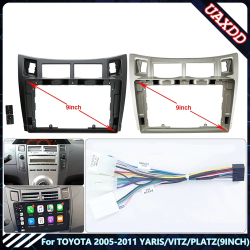 Para TOYOTA 2005-2011 YARIS/ VITZ/ PLATZ 9 pulgadas CD de coche radio estéreo Android panel de marco cable de fascia reproductor adaptador de arnés de vídeo