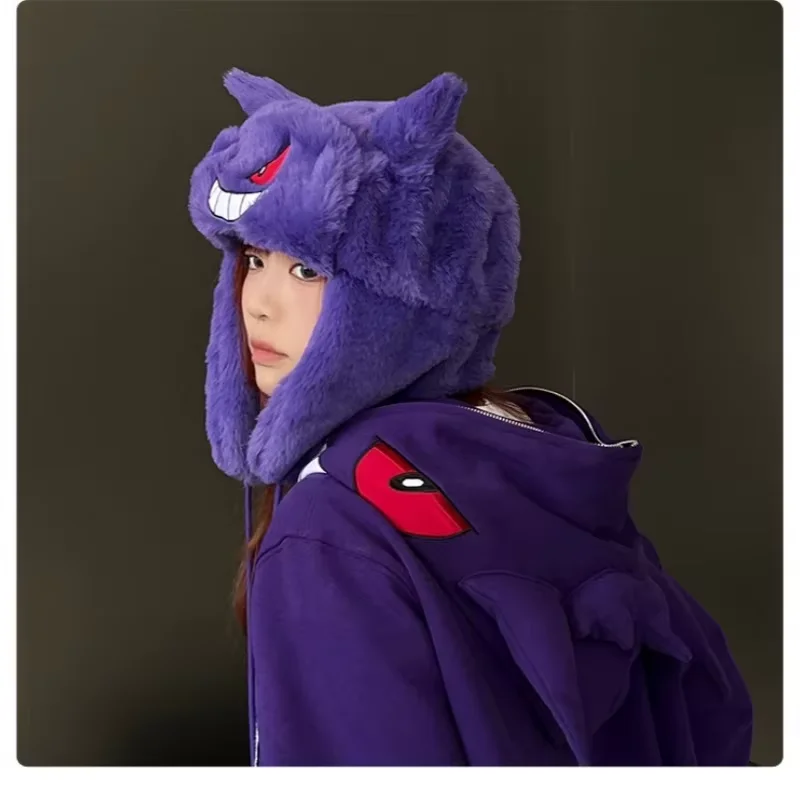 Poke Mon Gengar Pok É Mon Ski Windbreak Hats Cartoon Winter Keep Warm Anime Cosplay Cap Outdoors By Bike Caps Festival Gifts view 2
