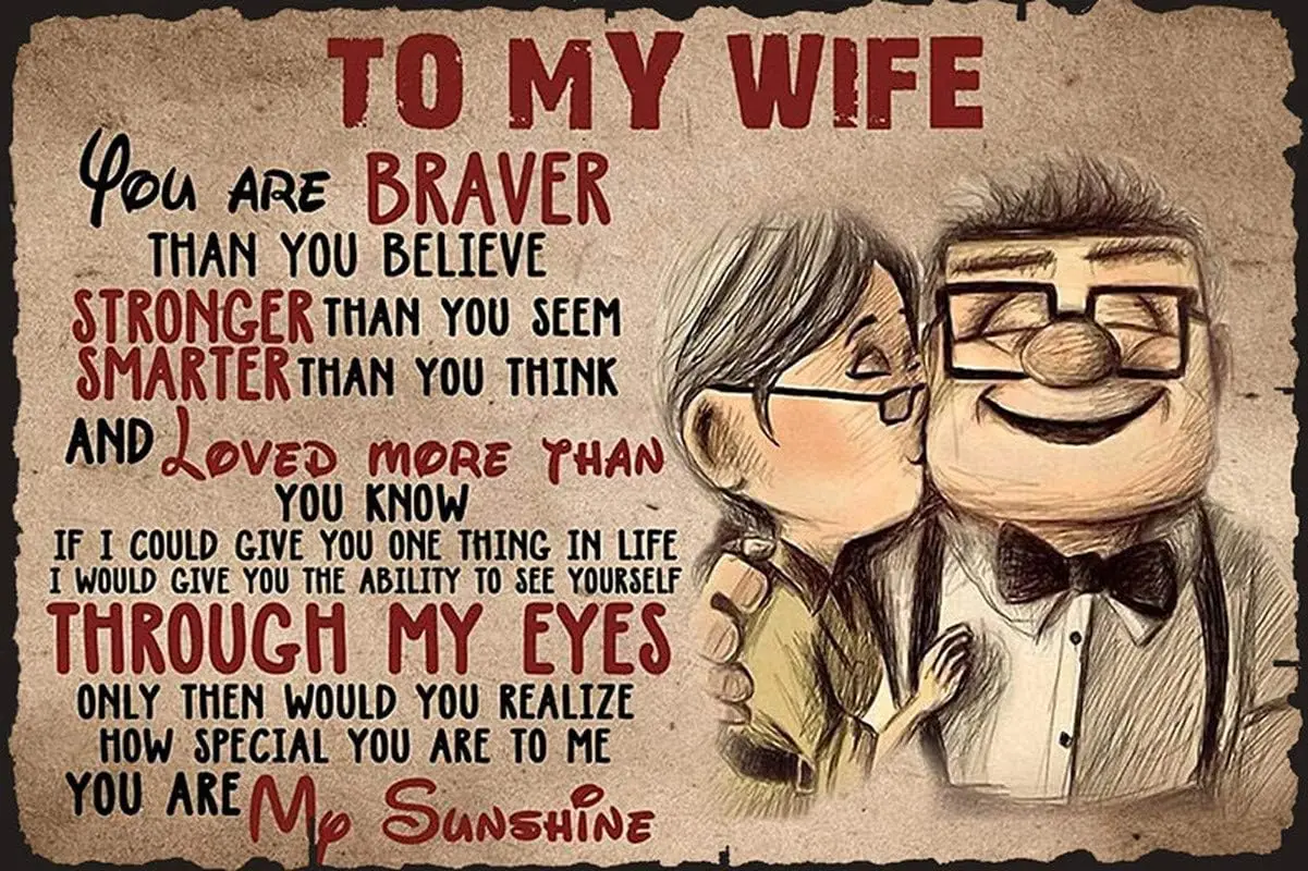 Bakaevsm To My Wife Tin Sign Retro You Are My Sunshine Confession Letter Art Poster Decora Gift For Wife Family Room Wall D sign