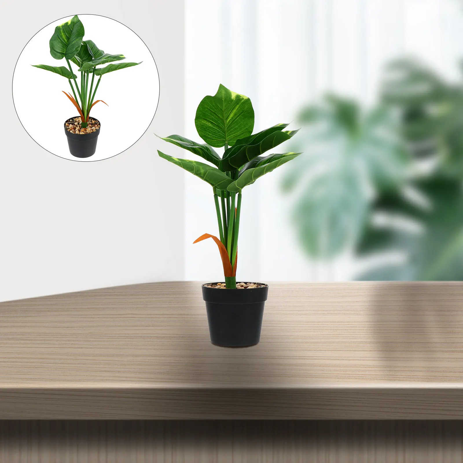 

Artificial Potted Simulation Decor Desktop nament Faux Green Leaf Mini Bonsai Artificial Mini Bonsai PlanterIndoor