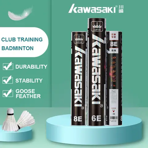 Kawasaki Badminton Shuttlecock Feather for Clubs&Training KING 8E/10E Goose Feather Badminton Ball Durable Shuttlecock Badminton
