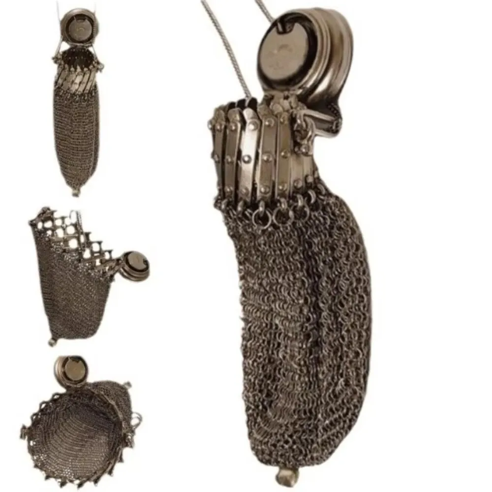 Stainless Steel 1920's English Coin Purse Handmade with Twist Lid Gate Top Coin Collection Bag Expandable