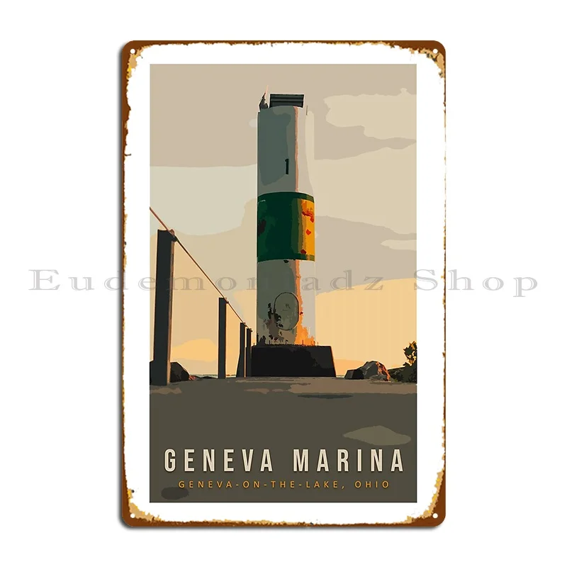 Geneva On The Lake Lighthouse Metal Plaque Design Design Garage Wall Decor Club Tin Sign Poster