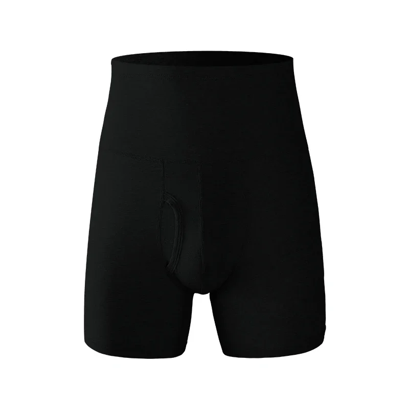 Herren-Unterwäsche aus Reiner Baumwolle mit Hohem Bund, Bauchunterstützung, Übergröße, Verlängert, Anti-Abrieb, Beinweiter, Warm, Sportlich, Flache Ecken