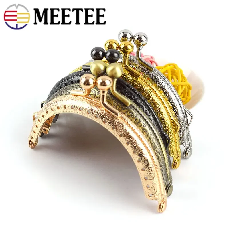 5Pcs 8.5cm Bag Lock Metal Purse Frame Kiss Clasp Locks Decoration Buckle Handbag Handle Crochet Bags Making Hardware Accessories