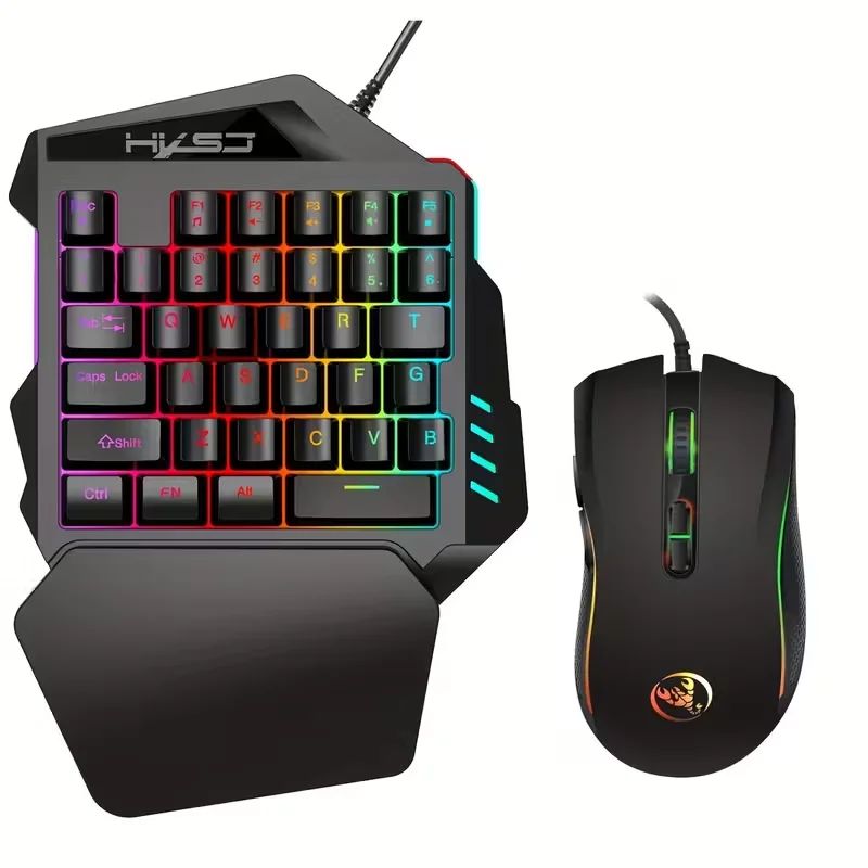 

Gaming One-Handed Keyboard And Mouse Set with 35 Keys, Dual-Color Injection Molded Keycaps, Colorful Backlight, USB Plug-And-Pla