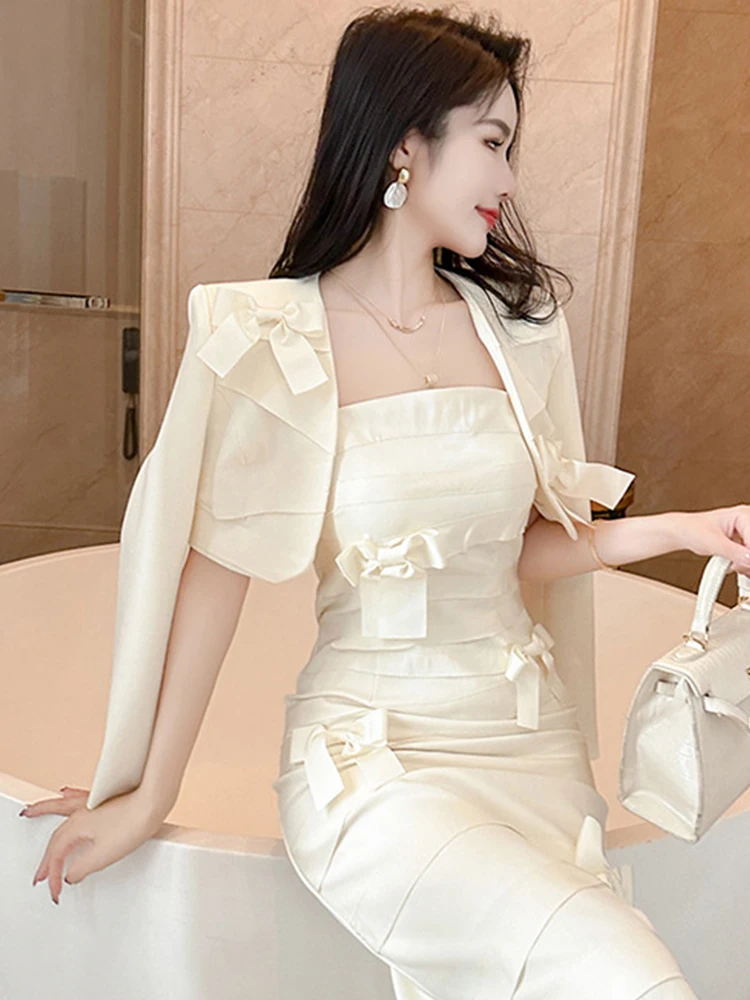 ฤดูใบไม้ผลิใหม่ฤดูใบไม้ร่วง Chic สั้นชุดผู้หญิงเสื้อผ้าสุภาพสตรี Elegant Trend Mujer หวาน Cropped Coat Blazer Jacket Outwear เสื้อสเวตเตอร์ถัก