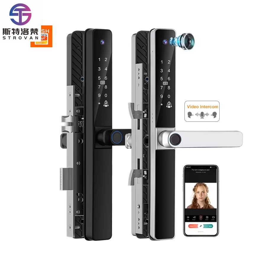 

STLF Tuya Smart Lock With Voice Intercom Waterproof Digital Electric Lock Hook Lock for Aluminum Sliding Door