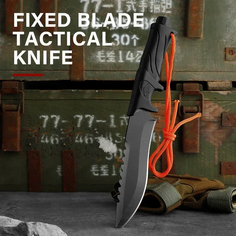 camping knife hunting knives Fixed blade straight knife fixed blade tactical knife bowie knife with sheath full tang