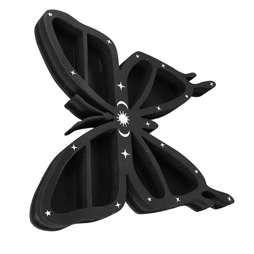 5pcs Multilayer Butterfly Crystal Shelf Wall Mounted Plywood Wooden Crystal Shelf Black Crystal Display Shelf Candle Display