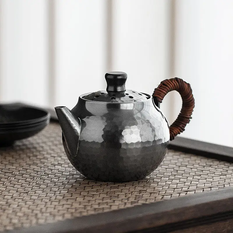 Hollow hammer mesh pattern oolong teapot Japanese handmade household filter tea copper pot