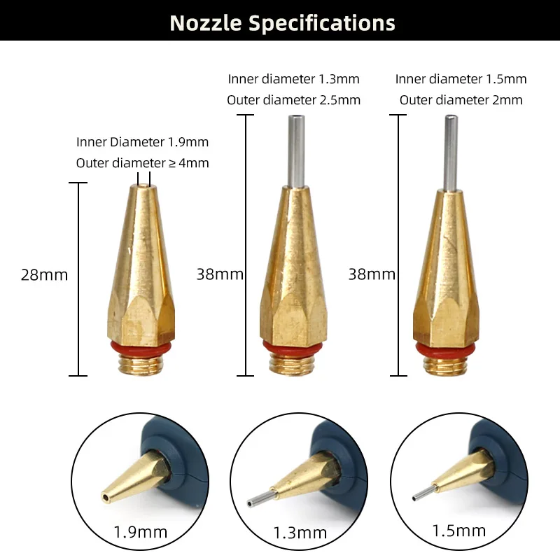 Hot Melt Glue Gun Nozzles only for SK731-40W Glue Gun 1.3mm 1.5mm 1.9mm Small diameter nozzles Copper Nozzle