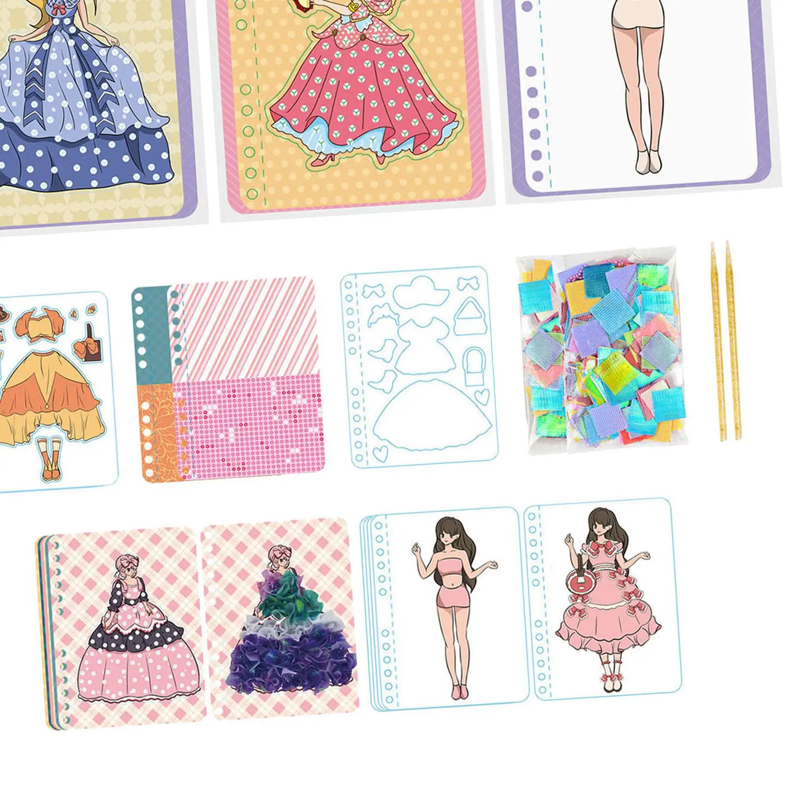 Dress up Doll Stickers Girls Poking Board Princess Sticker Book Sticker Activity Books Set for Birthday Gift Age 3+ Travel Toy