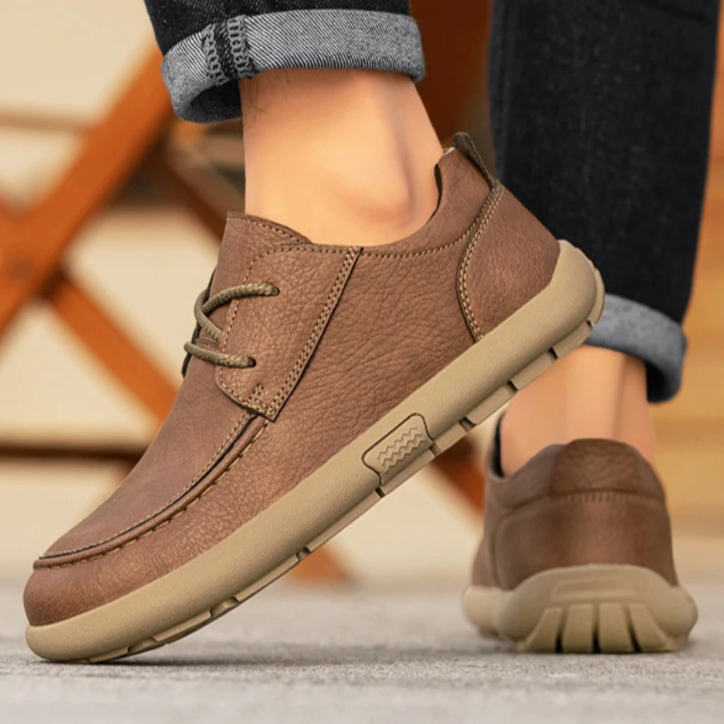 

Men's Leather Casual Shoes with Flat Heel Large Size High Quality Multi-color Design Fashionable Lightweight Soft Sole Loafers