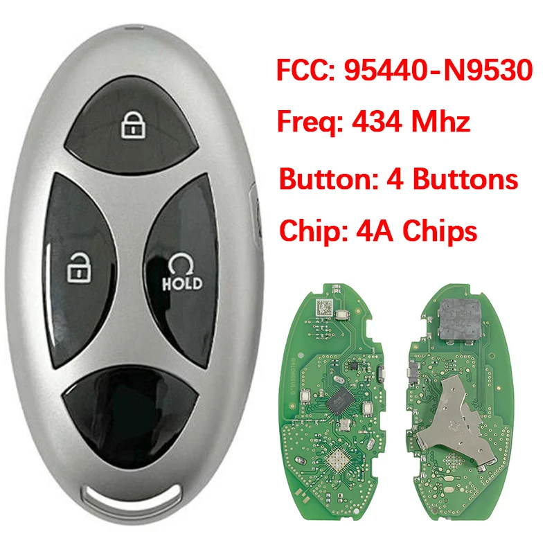 

CN020431 Aftermarket Smart key 3+1Buttons FCC TQ8-FOB-4F61M43 PN 95440-N9530 433MHZ 4AChip For Hyundai Tucson NX4 Facelift 2024+