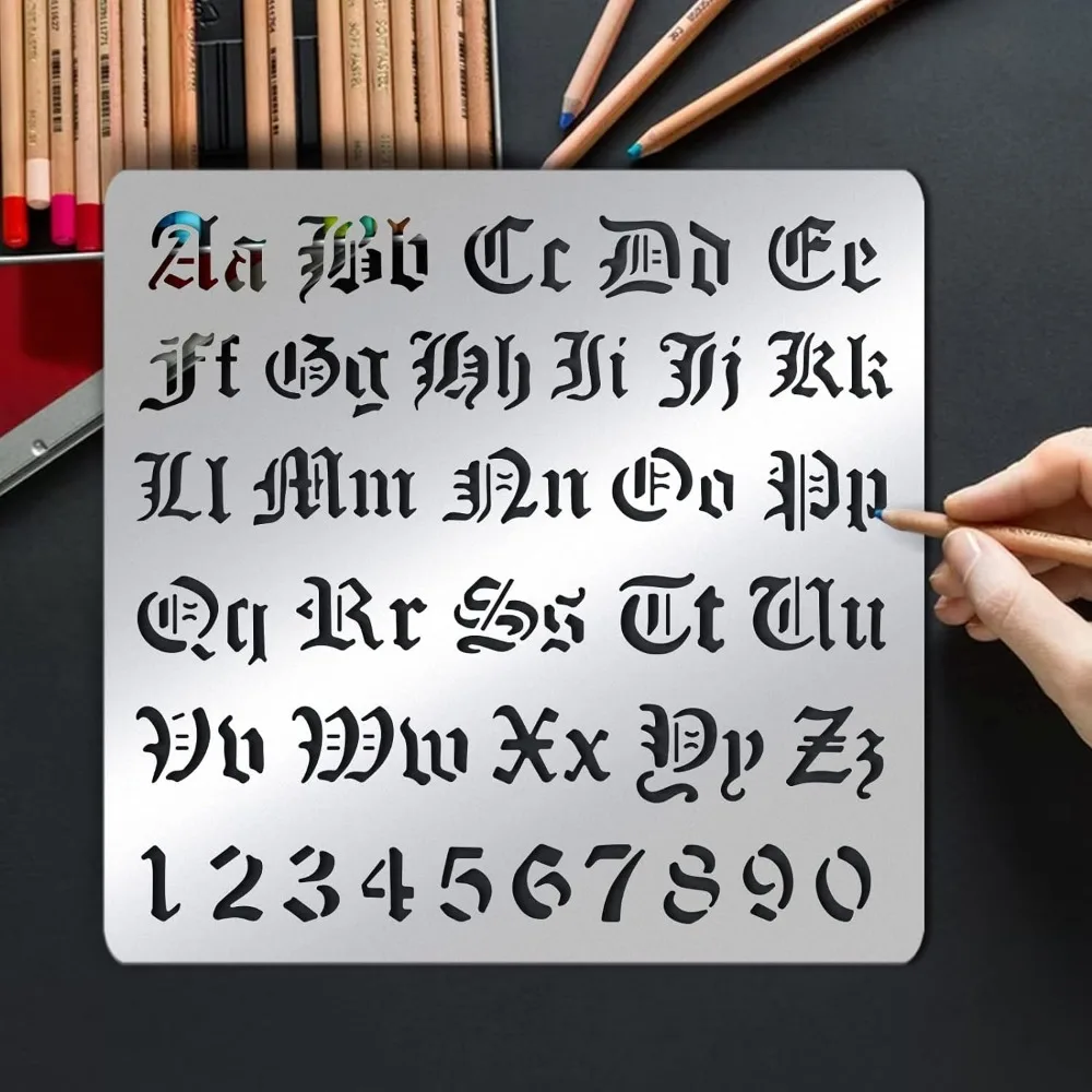Pochoir Métal Alphabet Gothique 16cm GORGECRAFT - Lettres Pour Peinture Et Pyrogravure