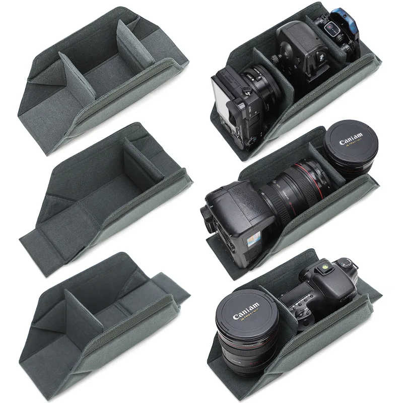 Foldable DSLR SLR Camera Protective Cube Removable Padded Insert Bag Flexible Interior Dividers for Camera Safety Storage
