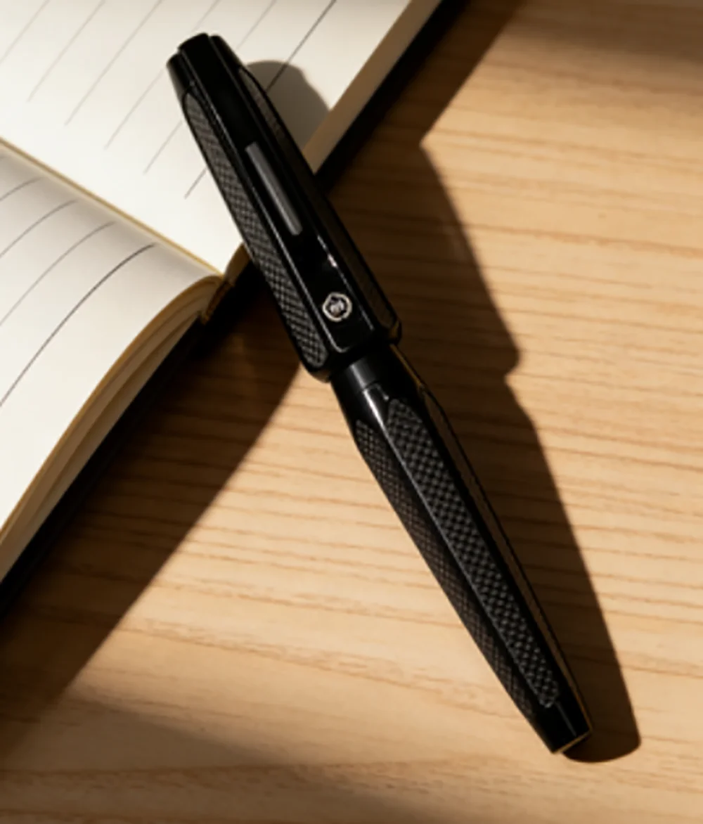 Hero 636  Tip Fountain Pen with Carbon Fiber Shell Black Chrome Parts Luxury Business Gift Ink Pen