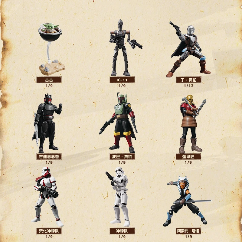star-wars-din-djarin-imperial-stormtrooper-boba-fett-ahsoka-tano-star-versao-modelo-de-montagem-de-mesa-boneca-figura-de-acao