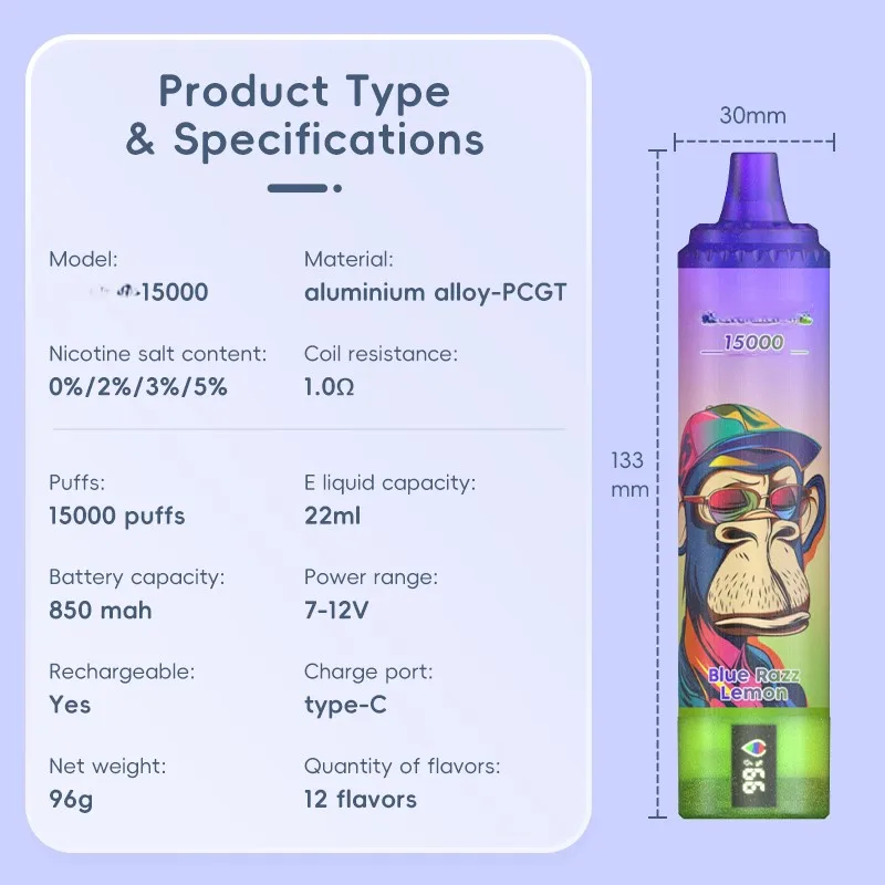 1-10 Packungen Wespe Mtl Vape, stufenlose Luftstrom einstellung, Mega-Bildschirm,