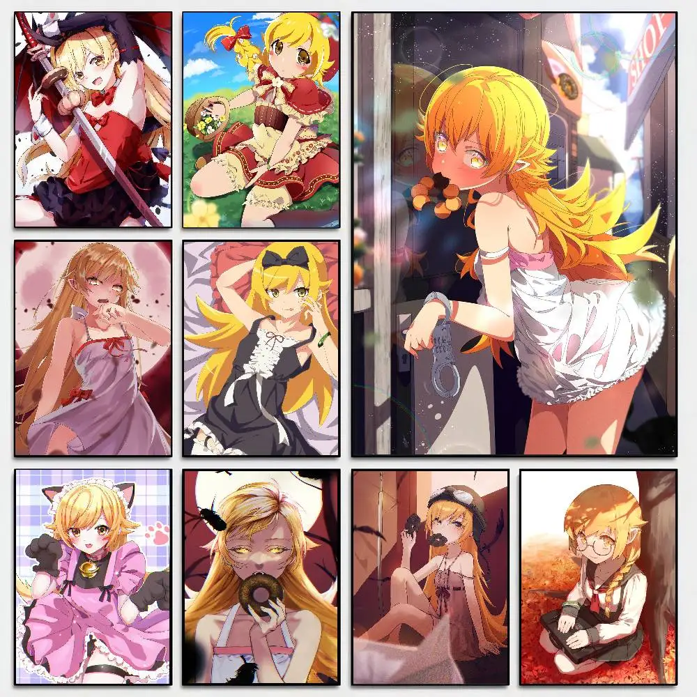 Anime Characters Shinobu Oshino Poster Self-adhesive Art Room Entrance Restaurant Wall Decor Art Painting