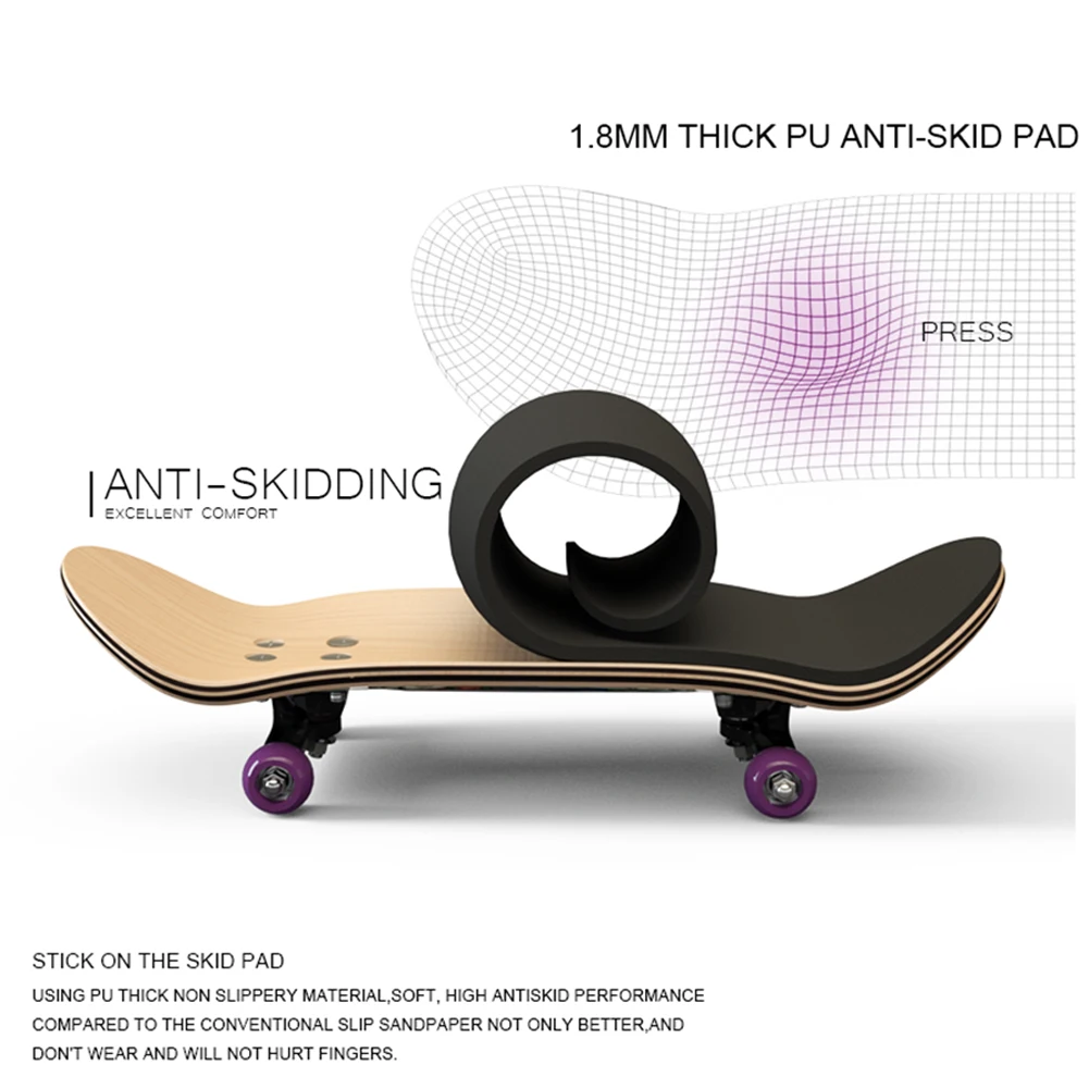 Mini skateboard professionale con dita, tastiera in legno d'acero, novità, giocattolo sensoriale antistress, regalo divertente