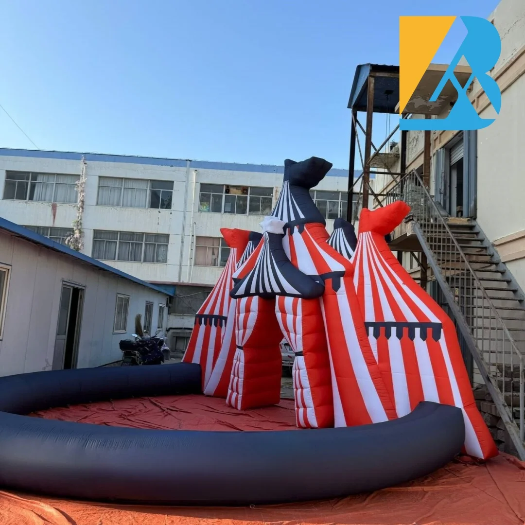 Wykonany na zamówienie gigantyczny dmuchany tło cyrkowe z dmuchanym brzegiem do dekoracji sceny, zabawki.