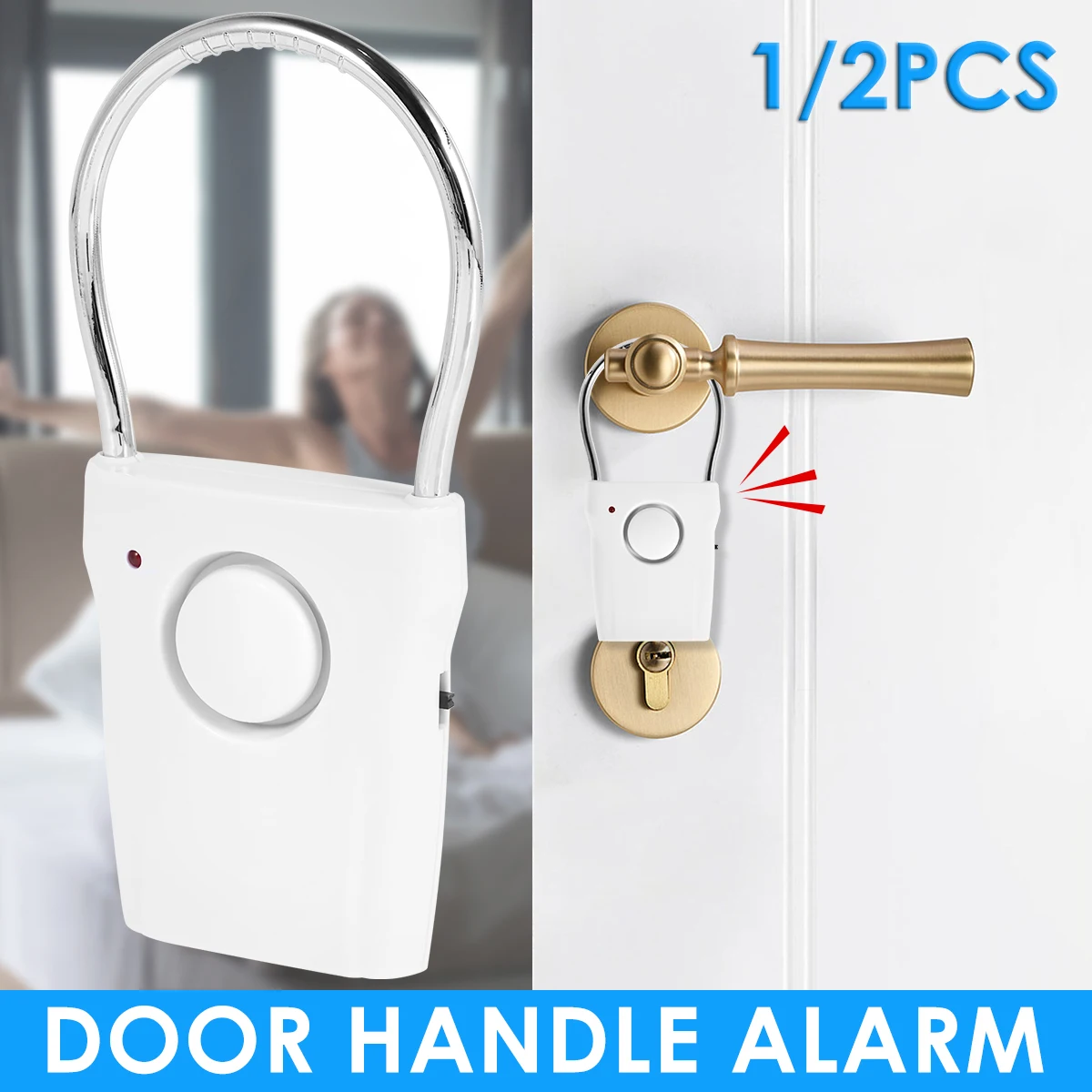 

Door Handle Alarm 110dB Door Security Alarm 3 Adjustable Settings Doorknob Sensing Window Burglar Alert for Travel Hotel Safety