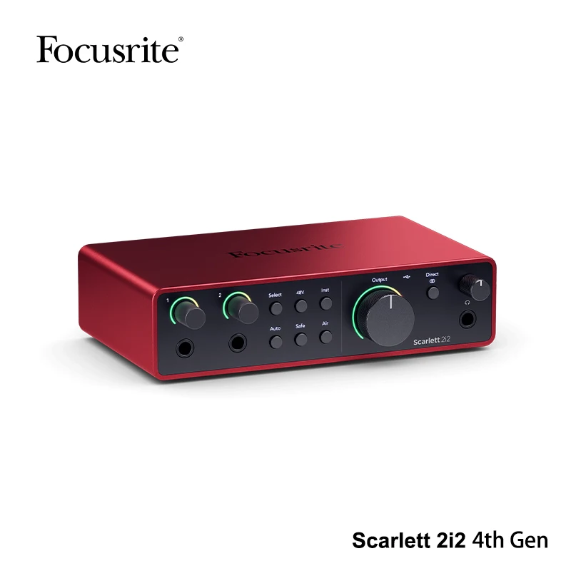 Focusrite Scarlett 2i2 4th Gen USB Audio Interface Studio-Quality 2-in, 2-out Interface with Hi-Z and Line Inputs for Recording