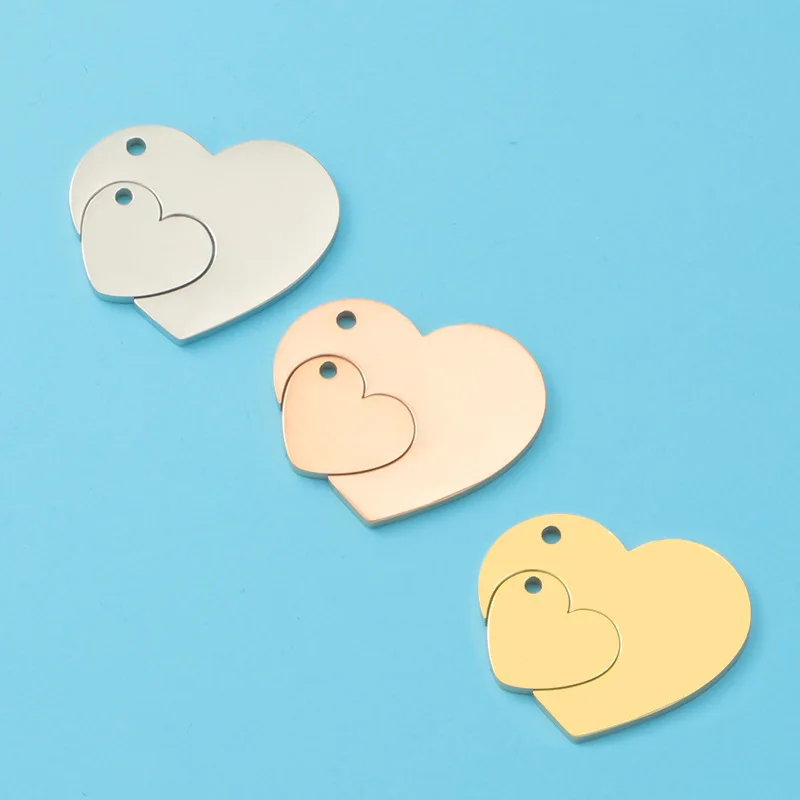 5 adet/grup paslanmaz çelik ayna lehçe bulmaca kolye ekleme ayrılabilir kalp Charms DIY takı yapma aksesuarları