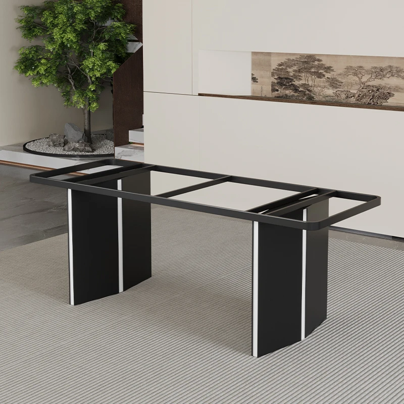 

Light luxury metal marble dining table legs bracket rock slab stainless steel