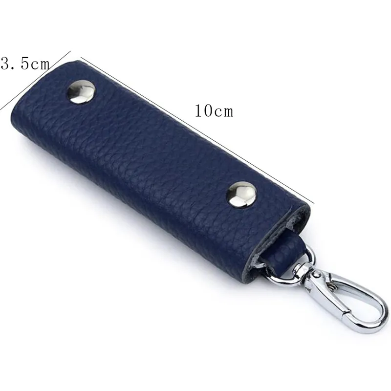 1 PC Portable Leather Housekeeper Holders Car Keychain Key Holder Bag Case Unisex Wallet Cover Simple Solid Color Storage Bag