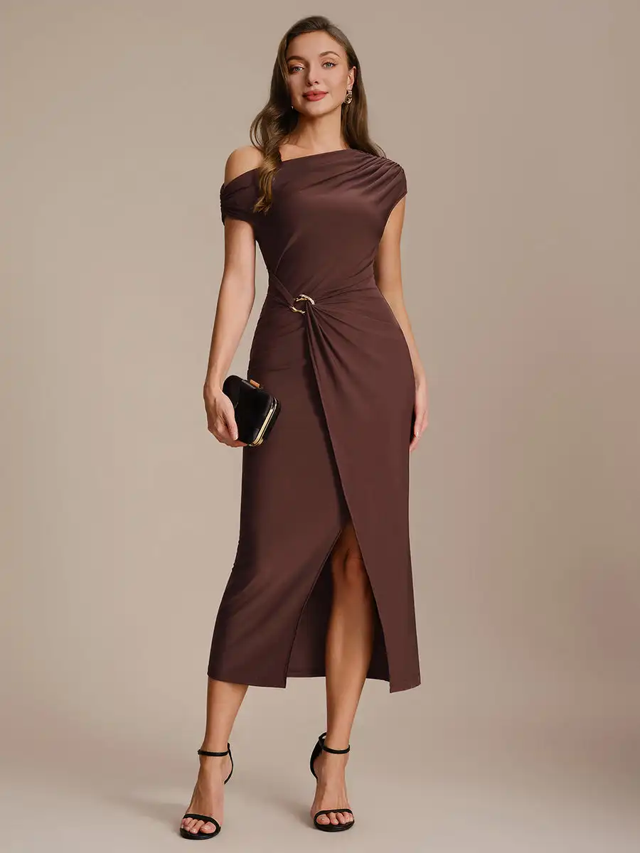 short-sleeves-off-shoulder-bodycon-high-stretch-midi-wedding-guest-dresses