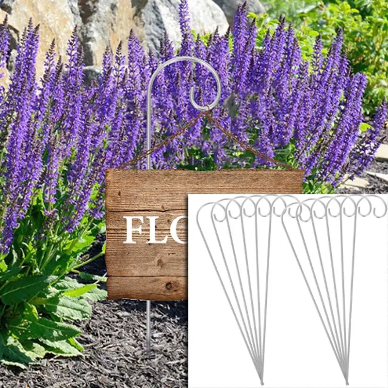 素敵なガーデンデコレーション、シェパーズフック、プラントサインフック、ステーク、メタルフローラルピック、フラワーアレンジメントホルダー、ラベルステーク、フローラルタ