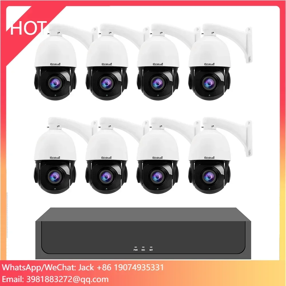 

JideTech 5MP 8 Channel Surveillance Smart NVR Kit CCTV Ip PTZ POE Camera System with Auto Tracking Human Detection