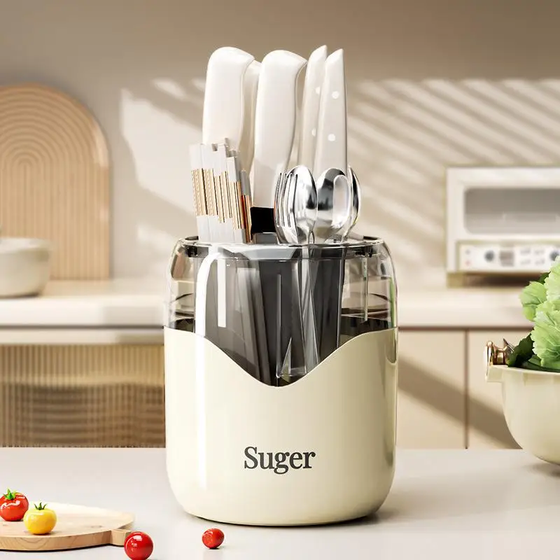 

Kitchen Rotating Knife Holder Multi-Function Chopstis Tube Knife Storage Box Home Use Cooking Knife Ra Countertop Storage