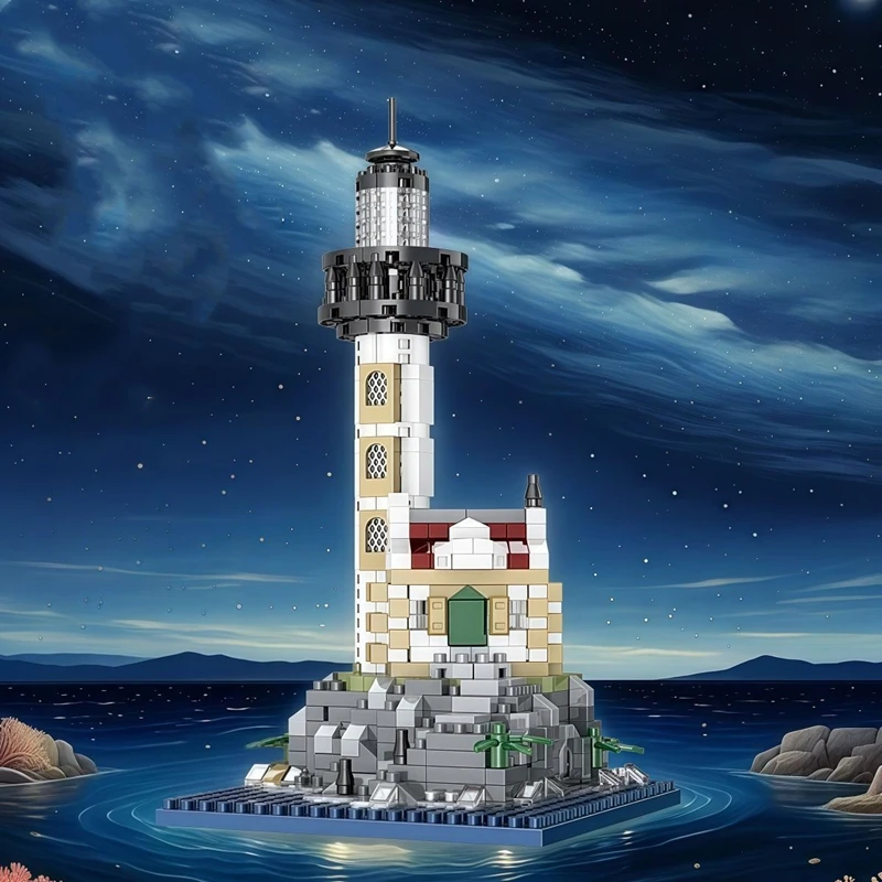 Blocs de construction de phare de Cape pour garçon éducatif, modèle de scène de rue, jouets d'ornement à assembler de bureau