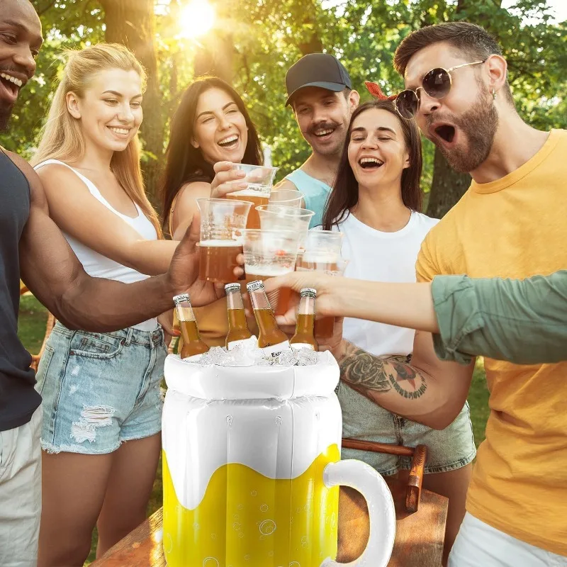 Summer Pool Party Inflatable Toys Simulation Floating PVC Beer Ice Bar Portable Water Beverage Inflatable Water Toys Ice Tray